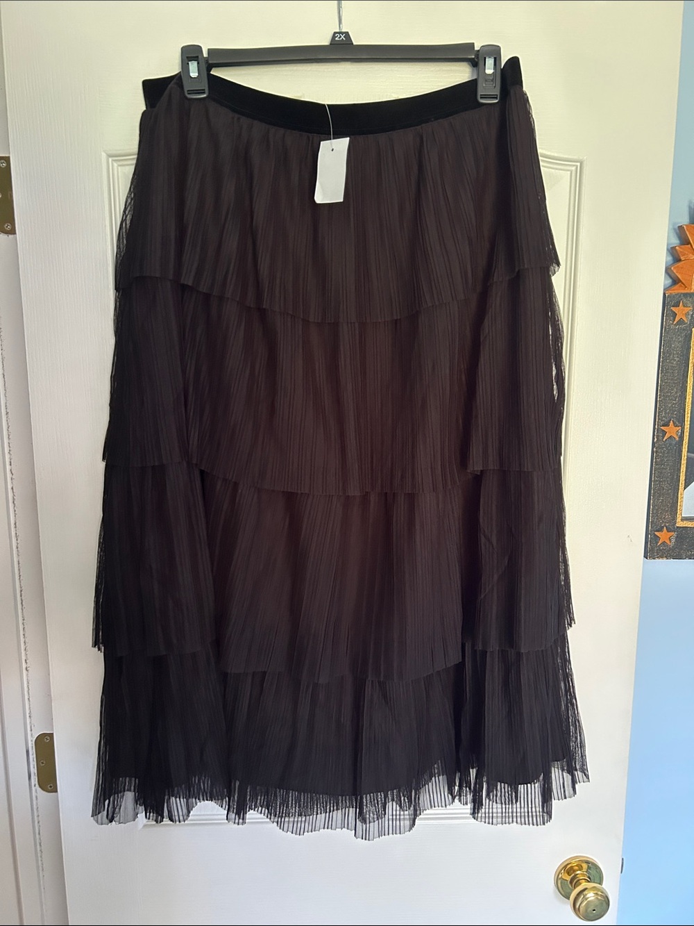 J. Crew Black Tiered Midi Skirt